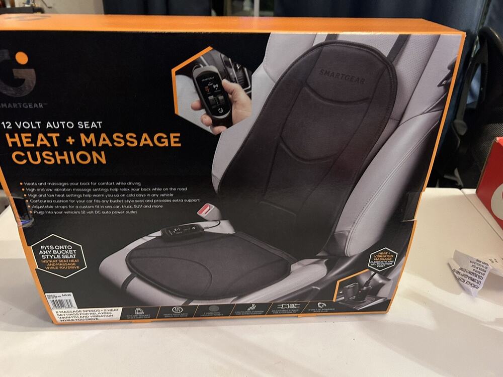 SmartGear 12Volt Auto Seat Heat+Massage Cushion, Fits Onto Any Bucket Style Seat